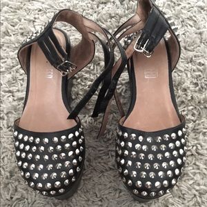 EGO and GREED studded wedge