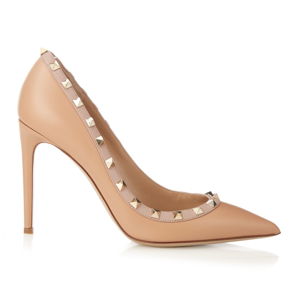 Valentino rockstud stiletto pumps in natural