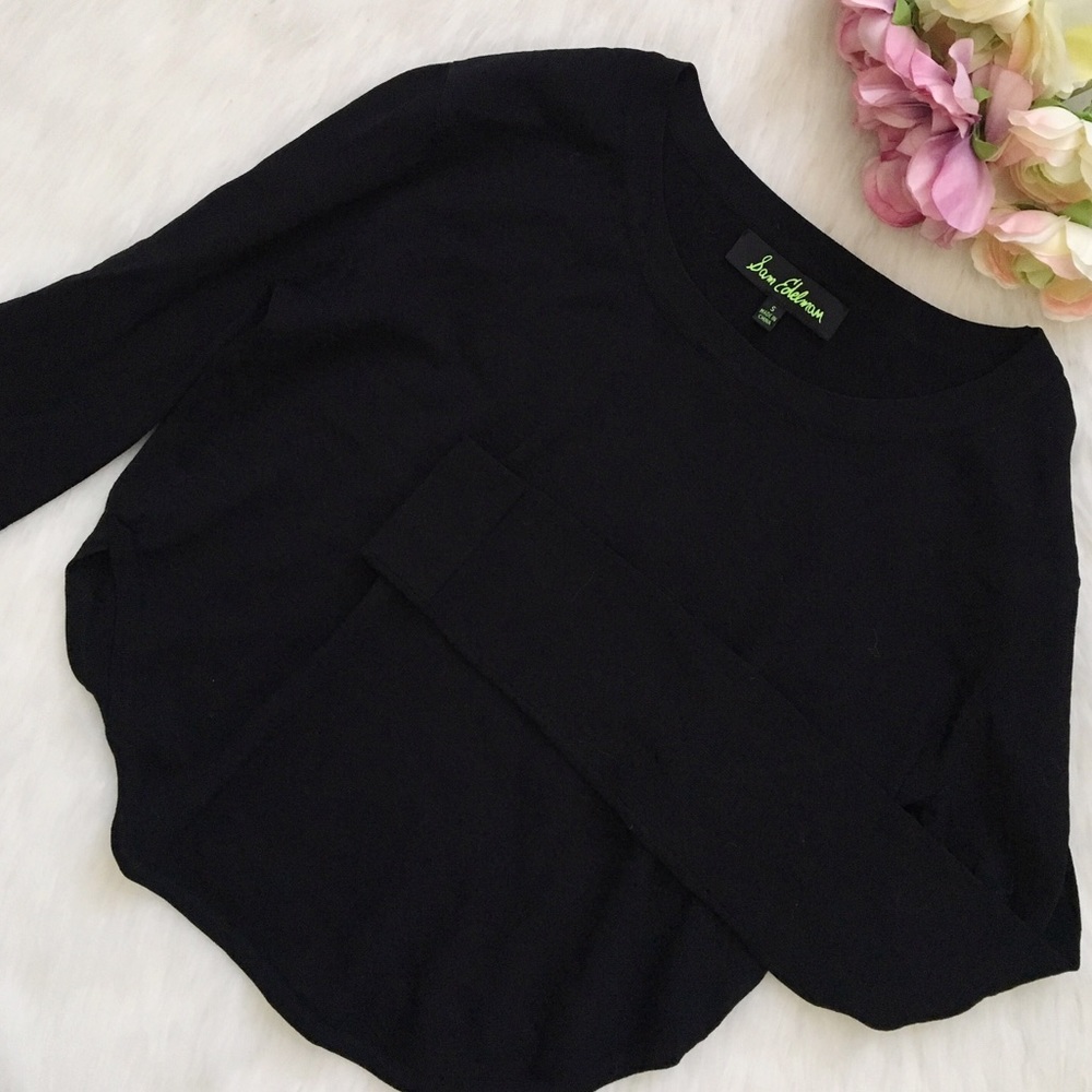 Sam Edelman 🍋 Black Cropped Long Sleeve Top SZ S