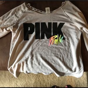 VS Pink off the shoulder sweater.