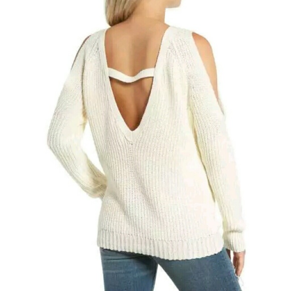 glamorous Sweaters - !SOLD!GLAMOROUS COLD SHOULDER OPEN SWEATER