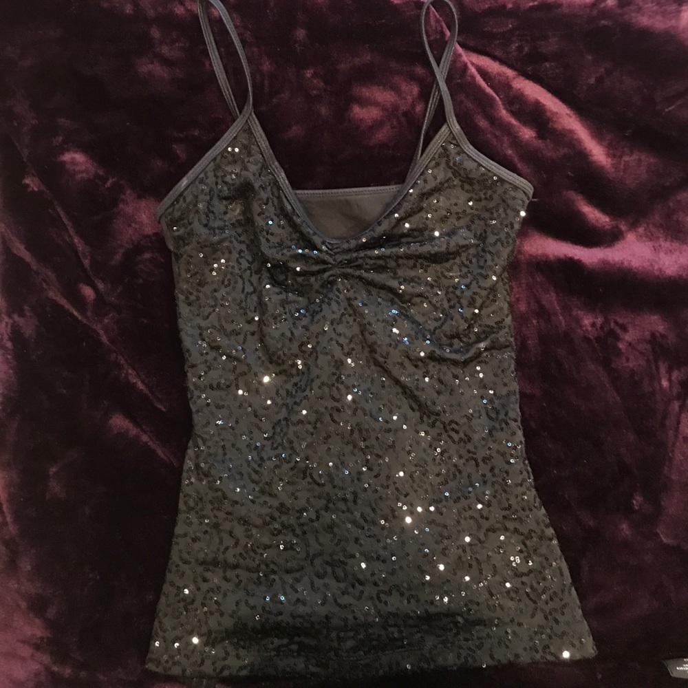 Sequin black v neck camisole