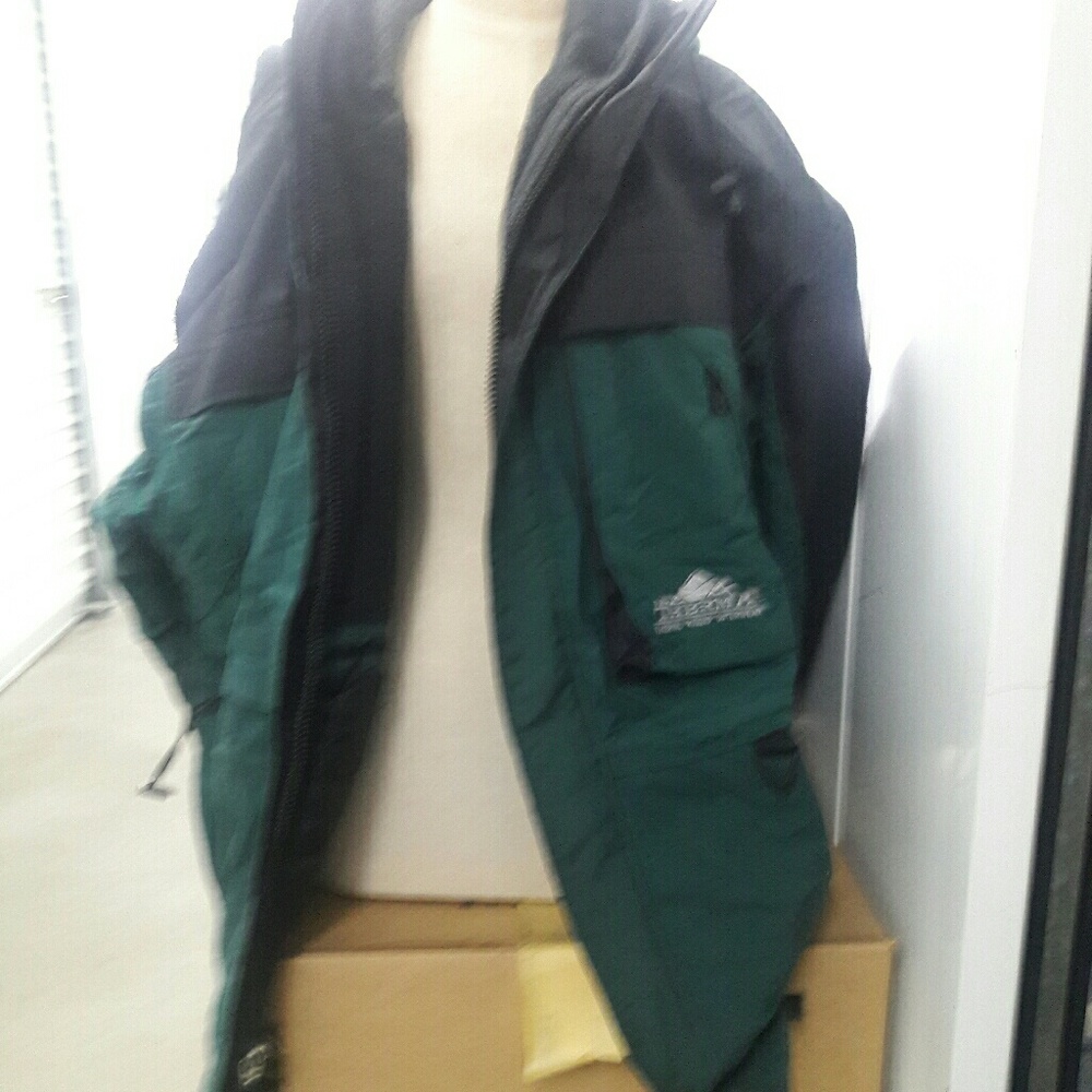 Green and Black Fleece Parka Jacket