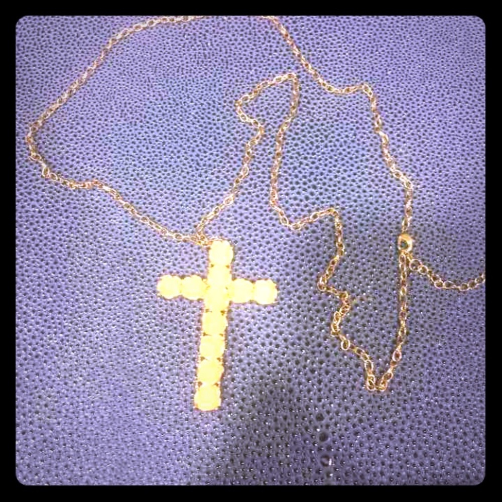 Peach Rose Cross Necklace