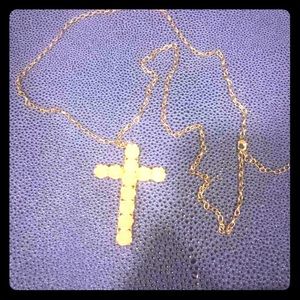 Peach Rose Cross Necklace