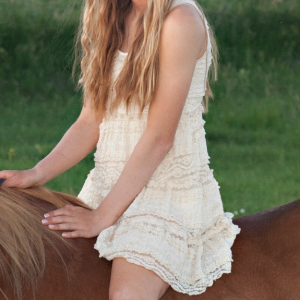Ruffle & lace cream sundress