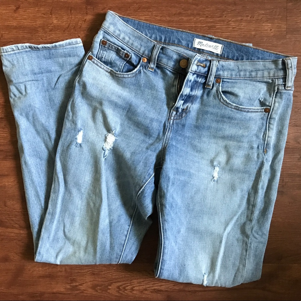 Madewell destroyed light wash slim boyjean