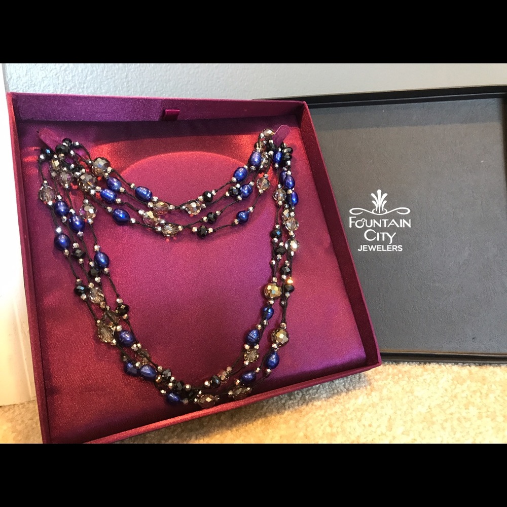 Genuine Pearl & Crystal Necklace (RV $100)