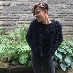 H&M fuzzy black jacket