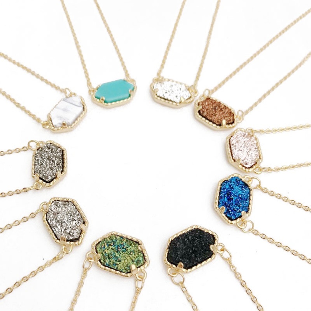 Drusy Dainty Pendant Necklace - Picture 4 of 6