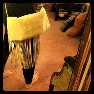 Beige fringe bag