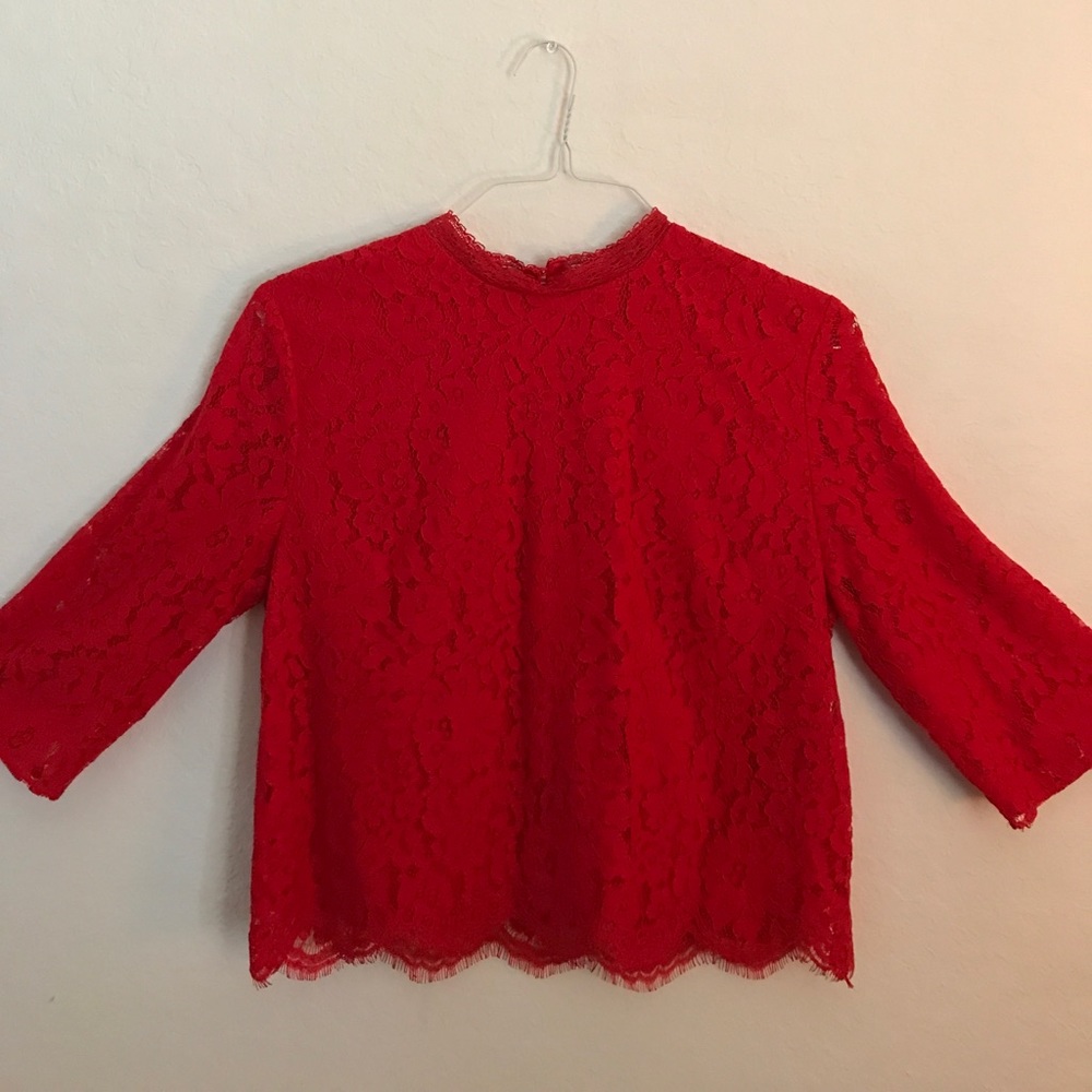 Red lace blouse