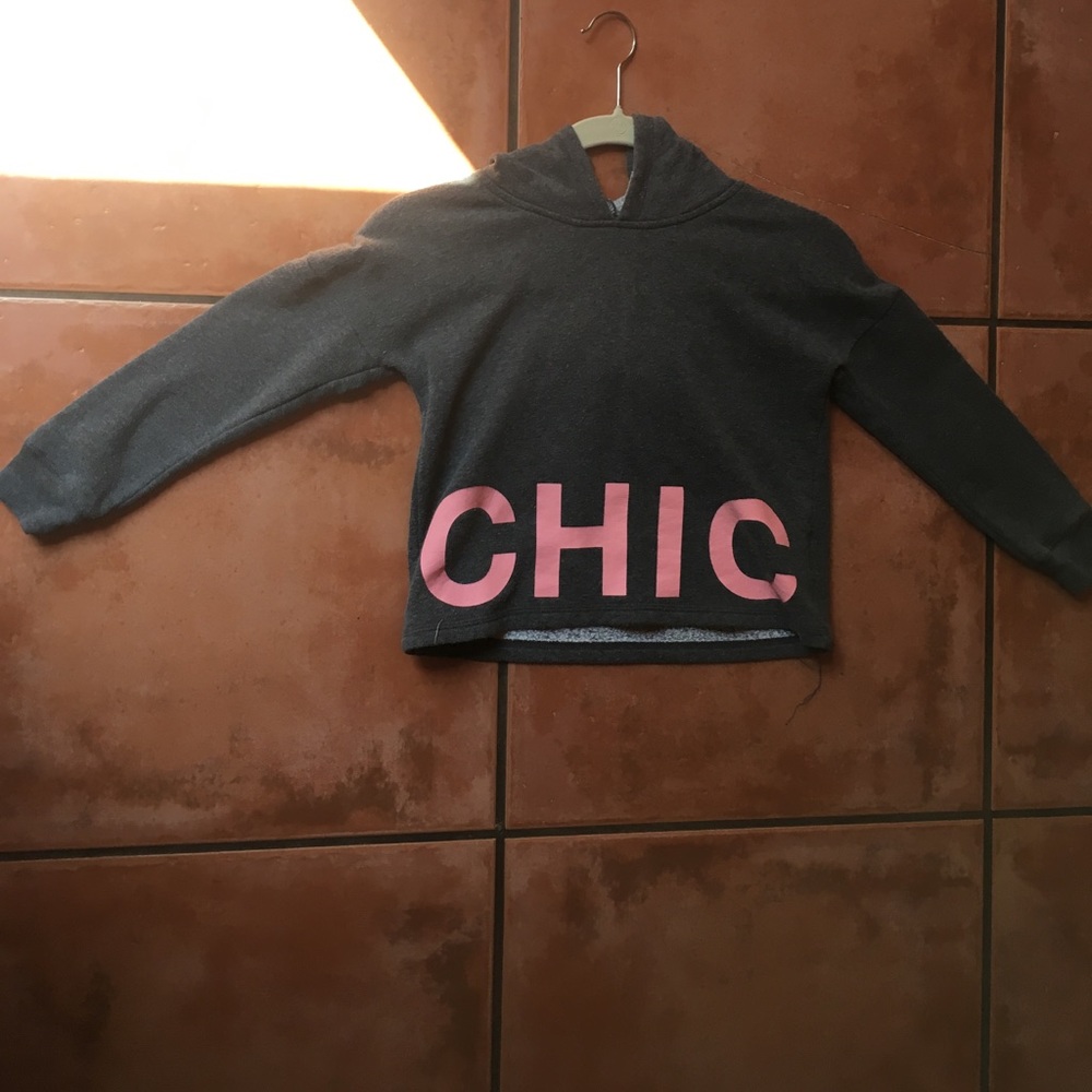 Small Girls gray/pink "Chic" Old Navy Hoodie