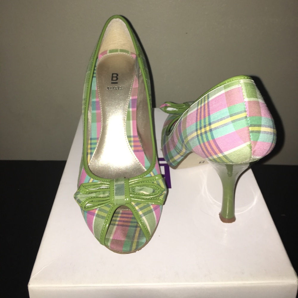 Bakers Green plaid heels