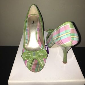 Bakers Green plaid heels