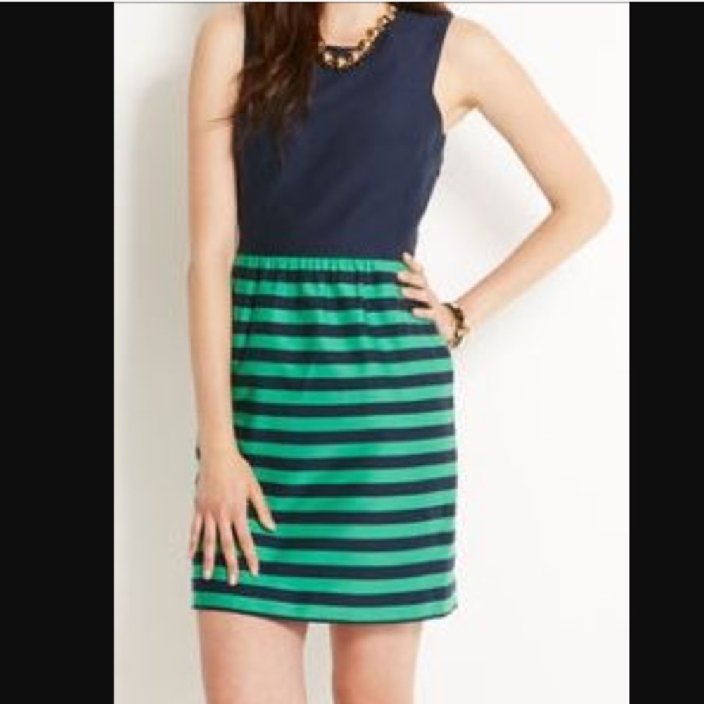 Vineyard Vines Navy and Green Striped Dress