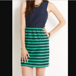 Vineyard Vines Navy and Green Striped Dress