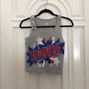 Justice "sparkle" tank w/sequin bow and glitter