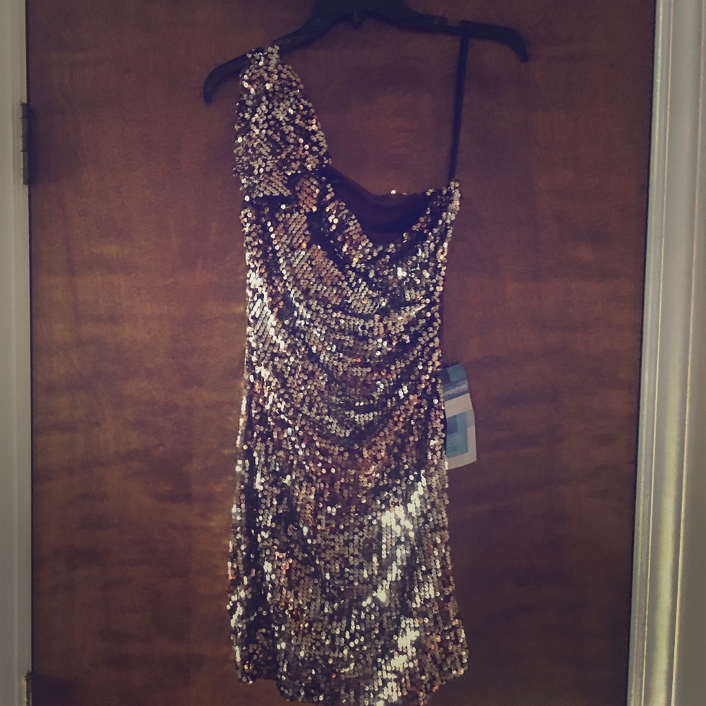 Sequined Semi-Formal Party dress silver and copper