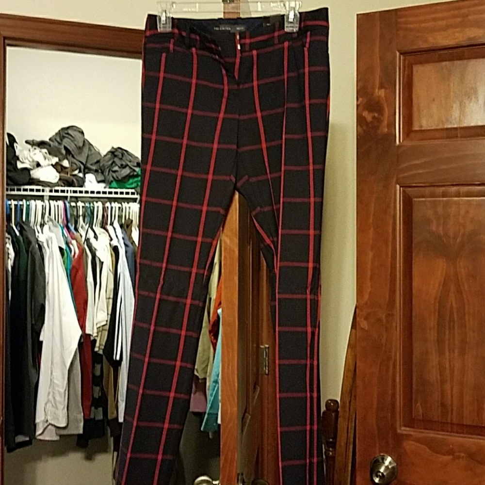 LAST CHANCE dress pants, navy blue with red stripe