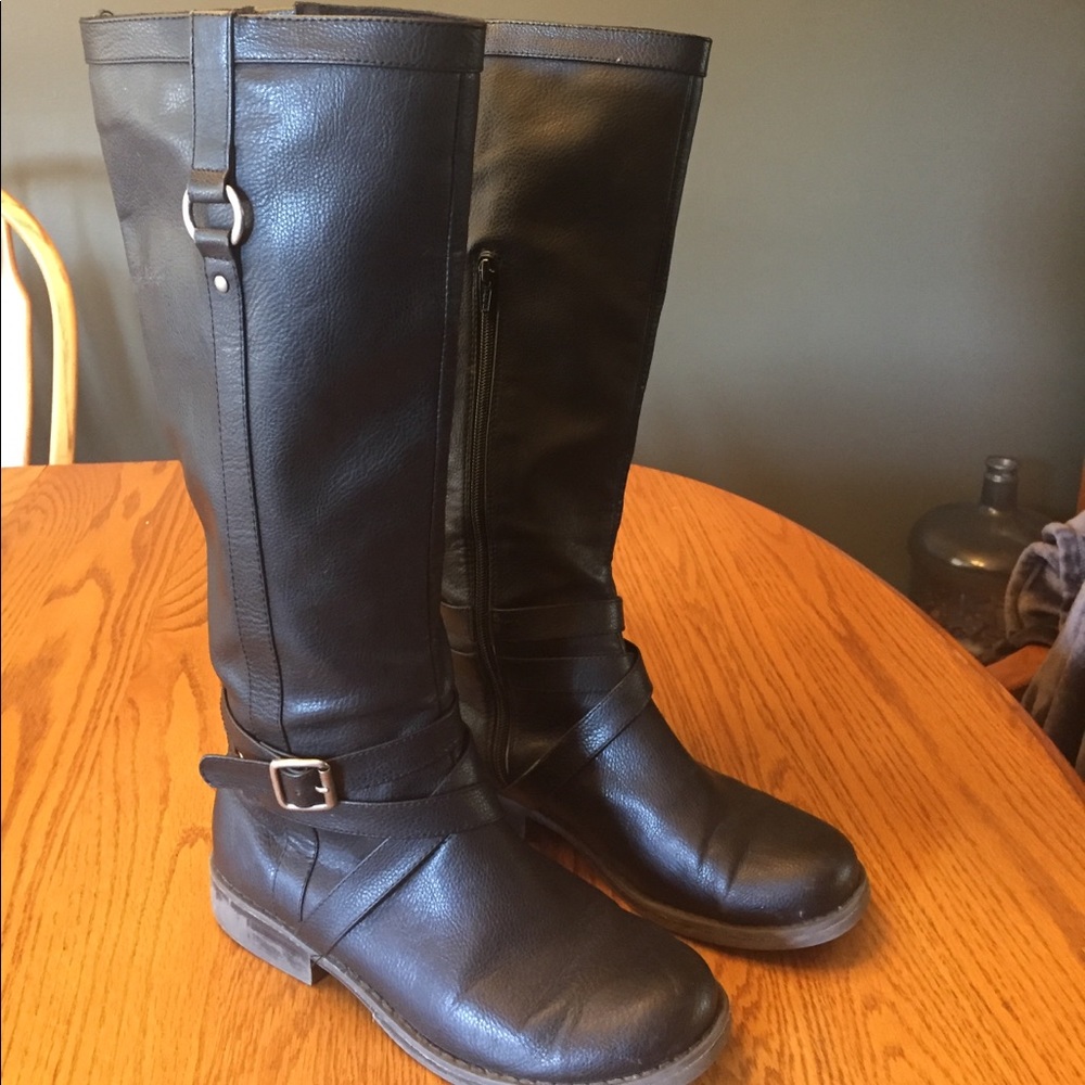 Old Navy Faux Leather Black Biker Boots