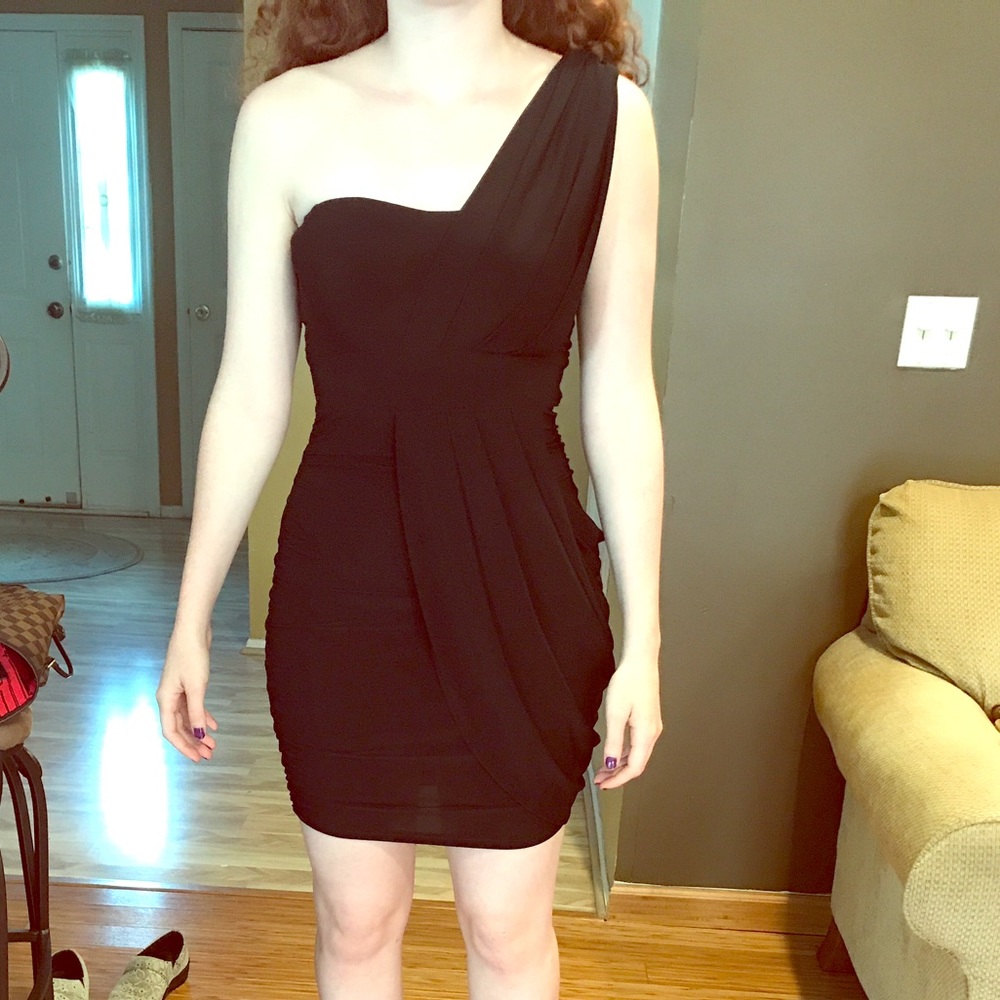Black Greecian style mini dress