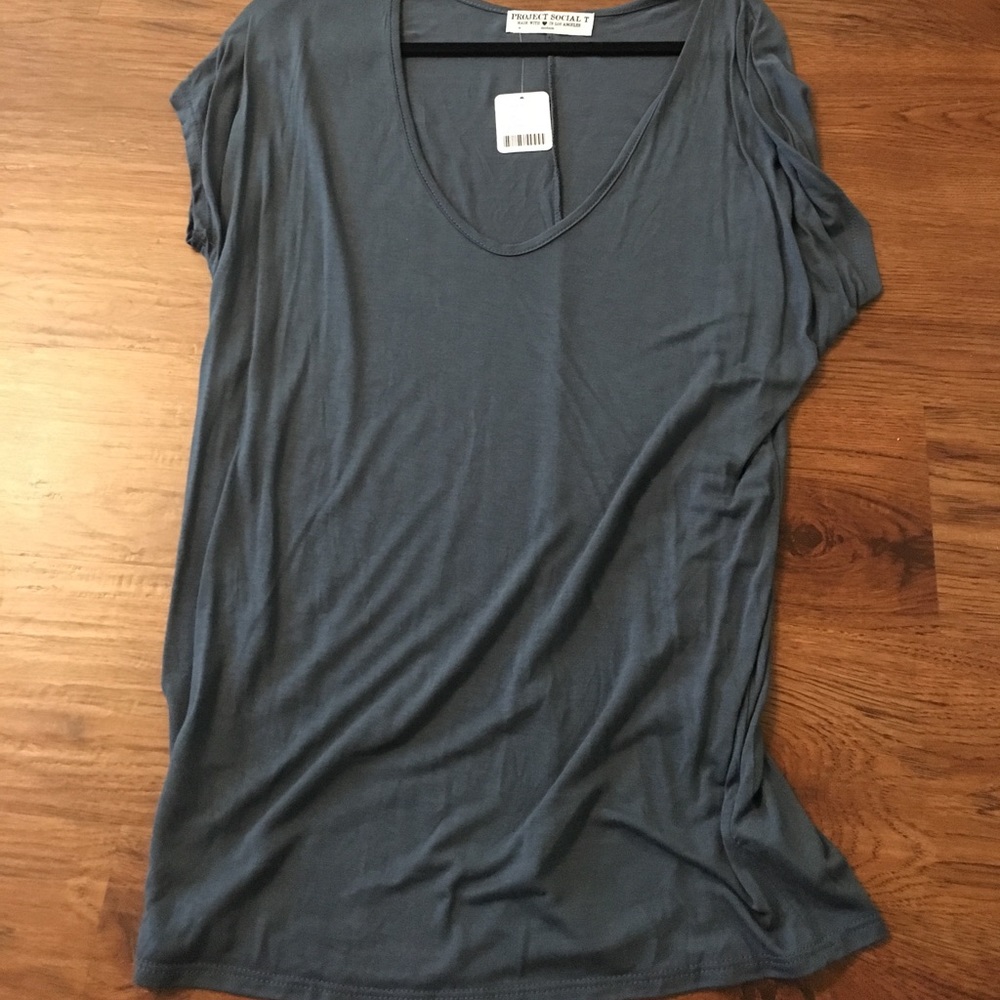 Three Project Social T deep scoop neck tees