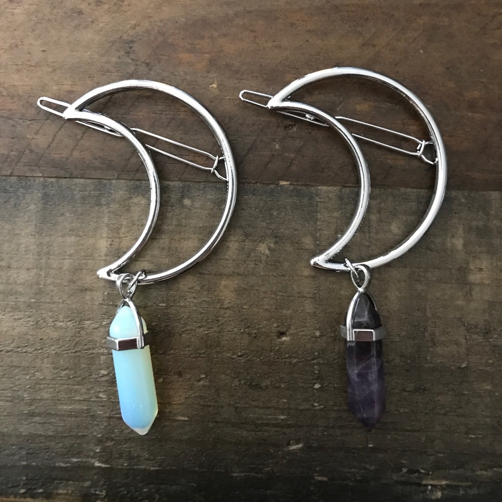 🌺2FOR$15🌺🔮Moon & Crystal Hair Clip🔮 - Picture 4 of 8