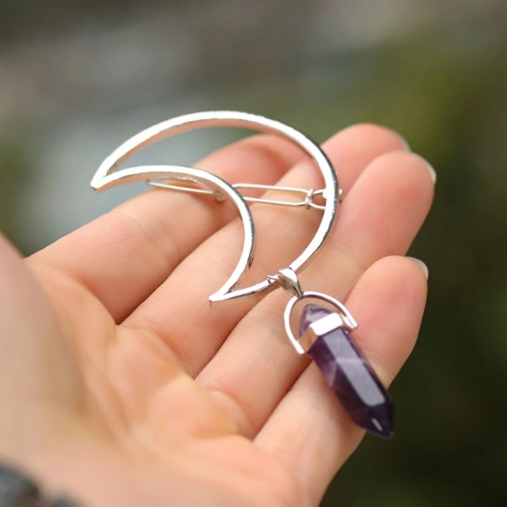 🌺2FOR$15🌺🔮Moon & Crystal Hair Clip🔮 - Picture 7 of 8