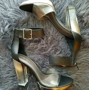 Forever 21 Clear Strap Platform Minimalist Heels