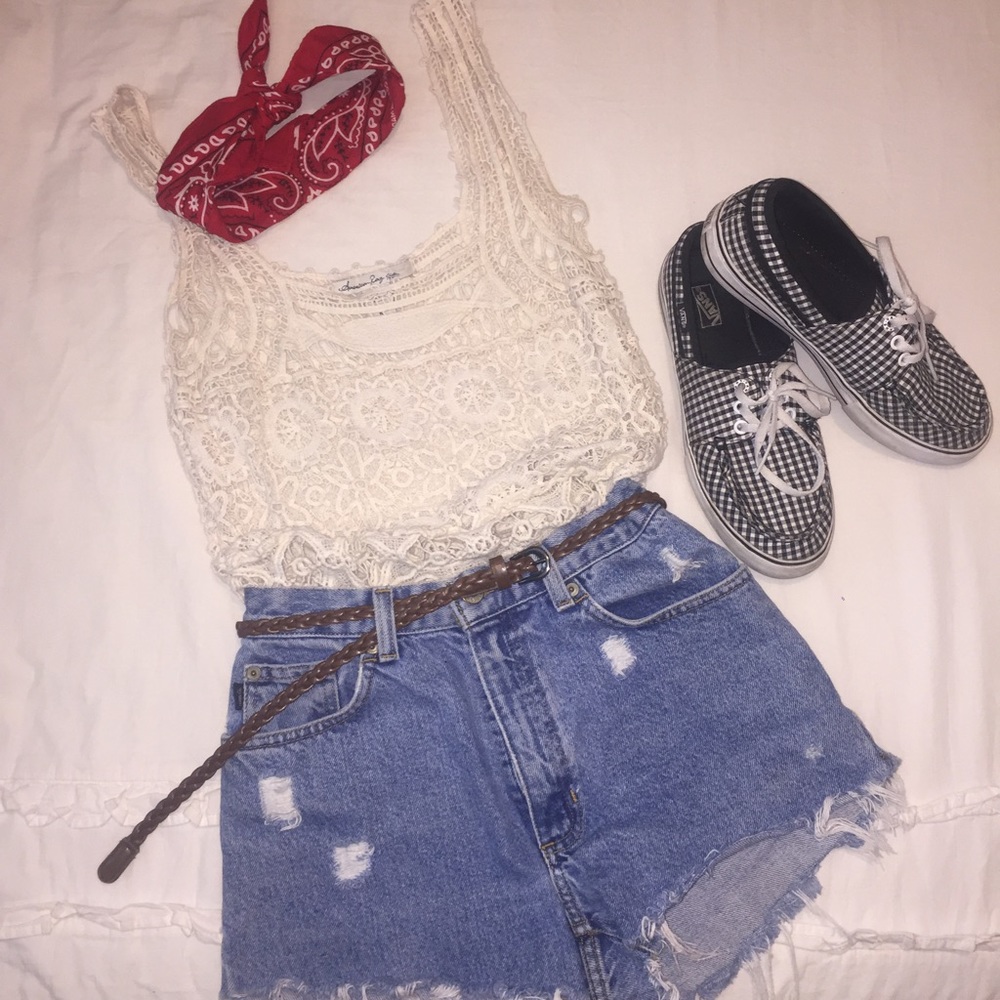 Knit lace tank top