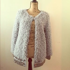 Jessica Simpson shaggy faux fur