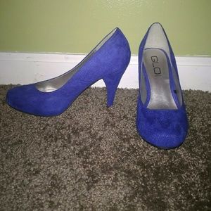 Blue suede heels