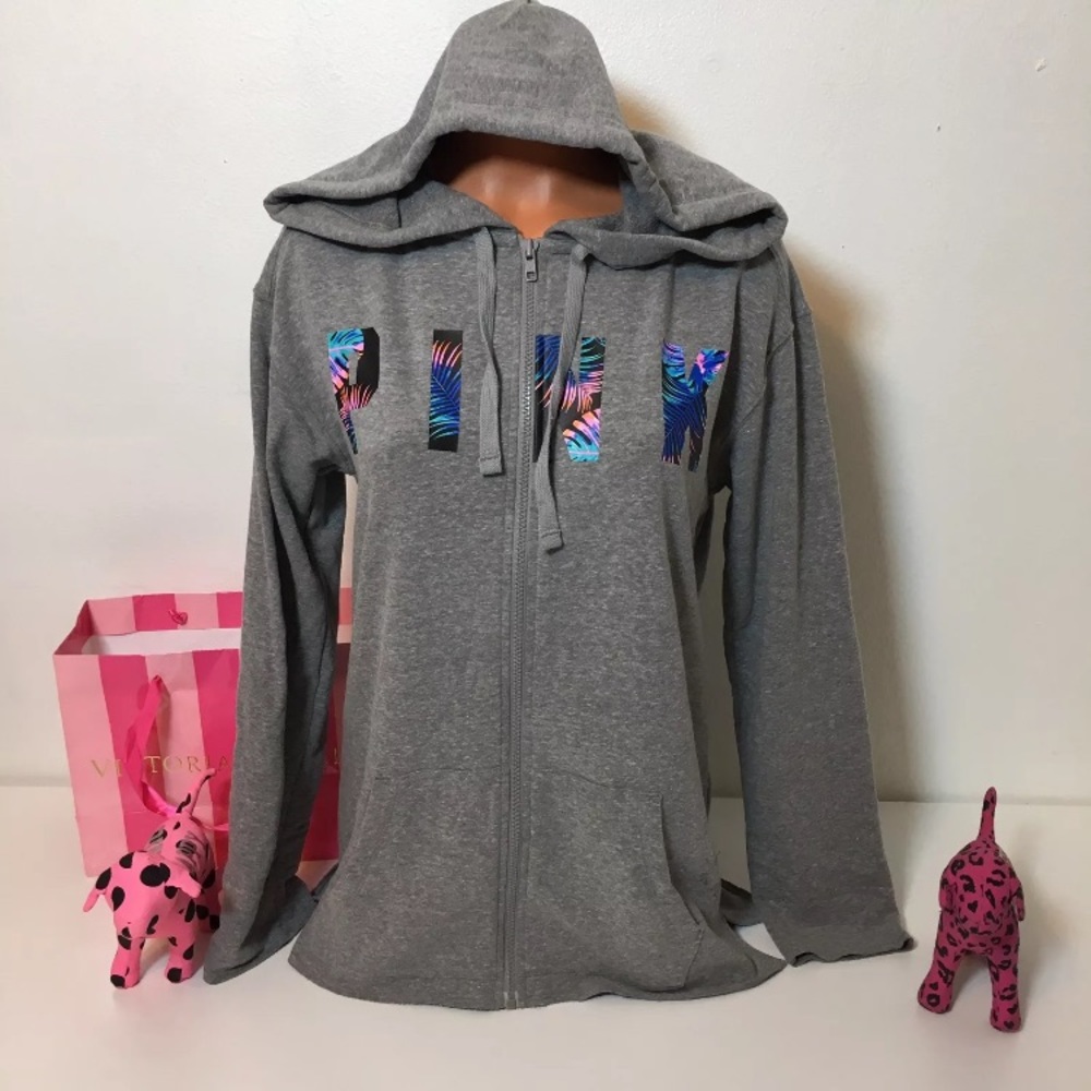 PINK VS MIDNIGHT TROPICAL LOGO HOODED SWEATSHIRT