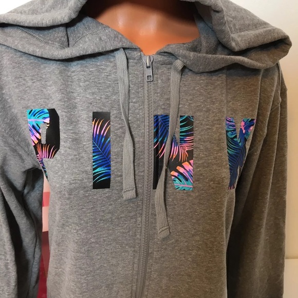 PINK VS MIDNIGHT TROPICAL LOGO HOODED SWEATSHIRT - Picture 3 of 5