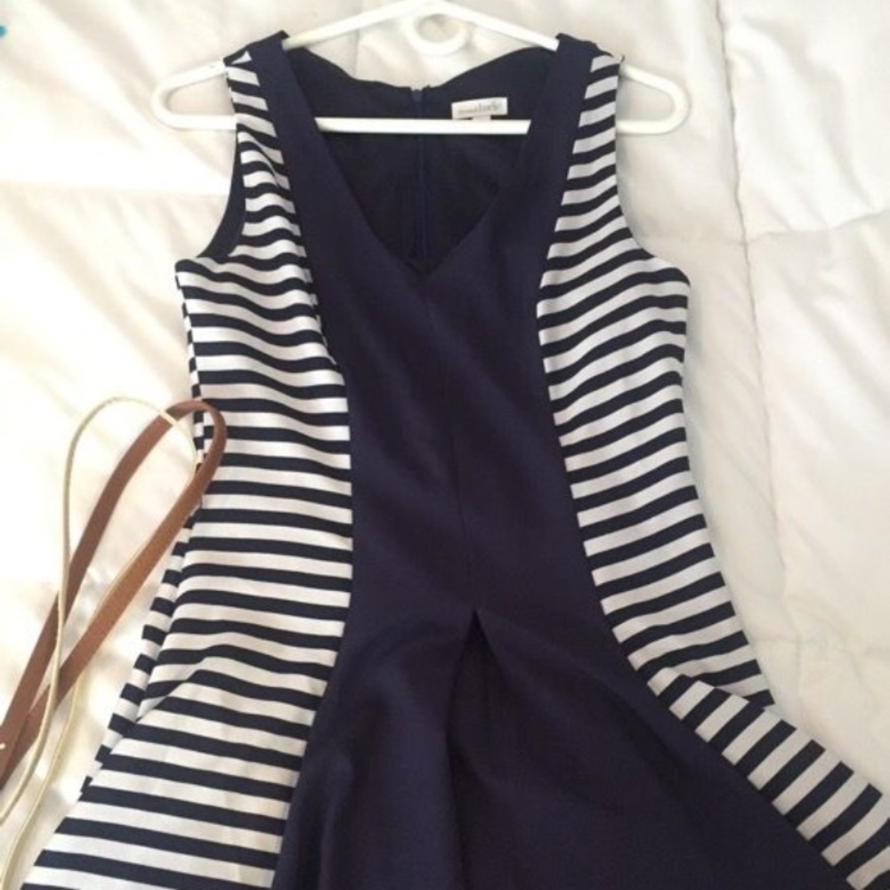 Stripe dress.  Navy blue/ white