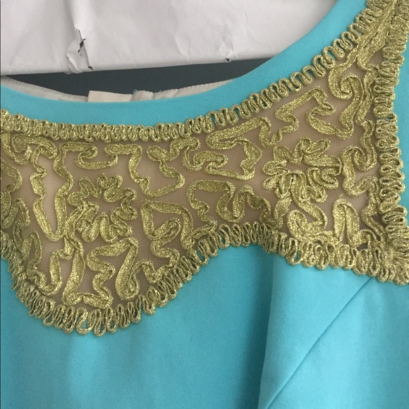Luxurious Lilly Pulitzer Aqua / Gold Dress - Picture 2 of 5