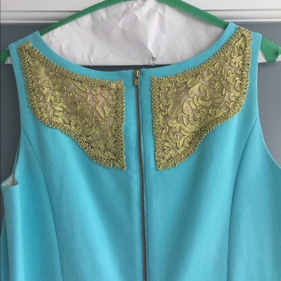 Luxurious Lilly Pulitzer Aqua / Gold Dress - Picture 3 of 5