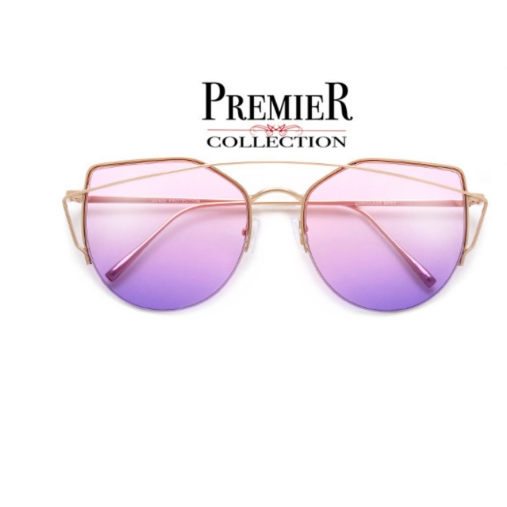 gold frame pink and lavander sunglasses