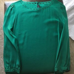 JCREW GREEN SILK BLOUSE