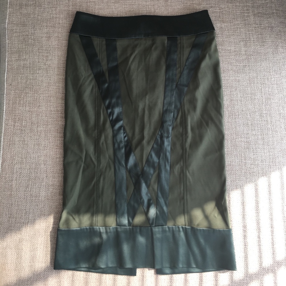 Stella McCartney green pencil skirt with satin