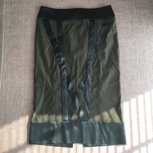 Stella McCartney green pencil skirt with satin