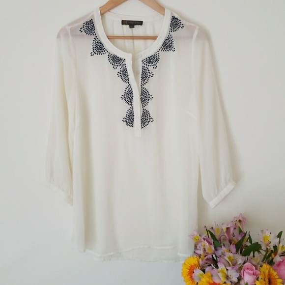 Outback Red Tops - Sheer Embroidered Blouse