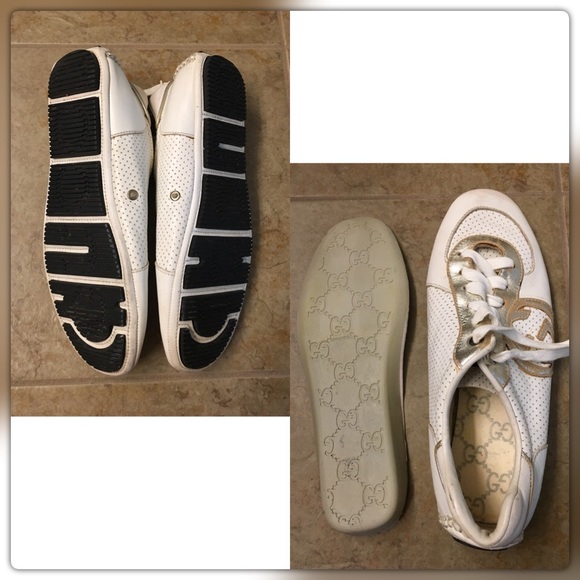 Authentic Gucci GG Logo Tennis 1977 Denim Sneakers Shoes US5  ✨Vintage Iconic GUCCI GG Logo Perforated Leather Sneakers Shoes