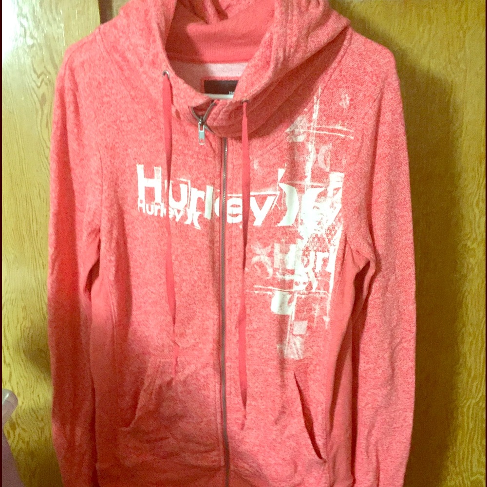 Orange Hurley zip hoodie.