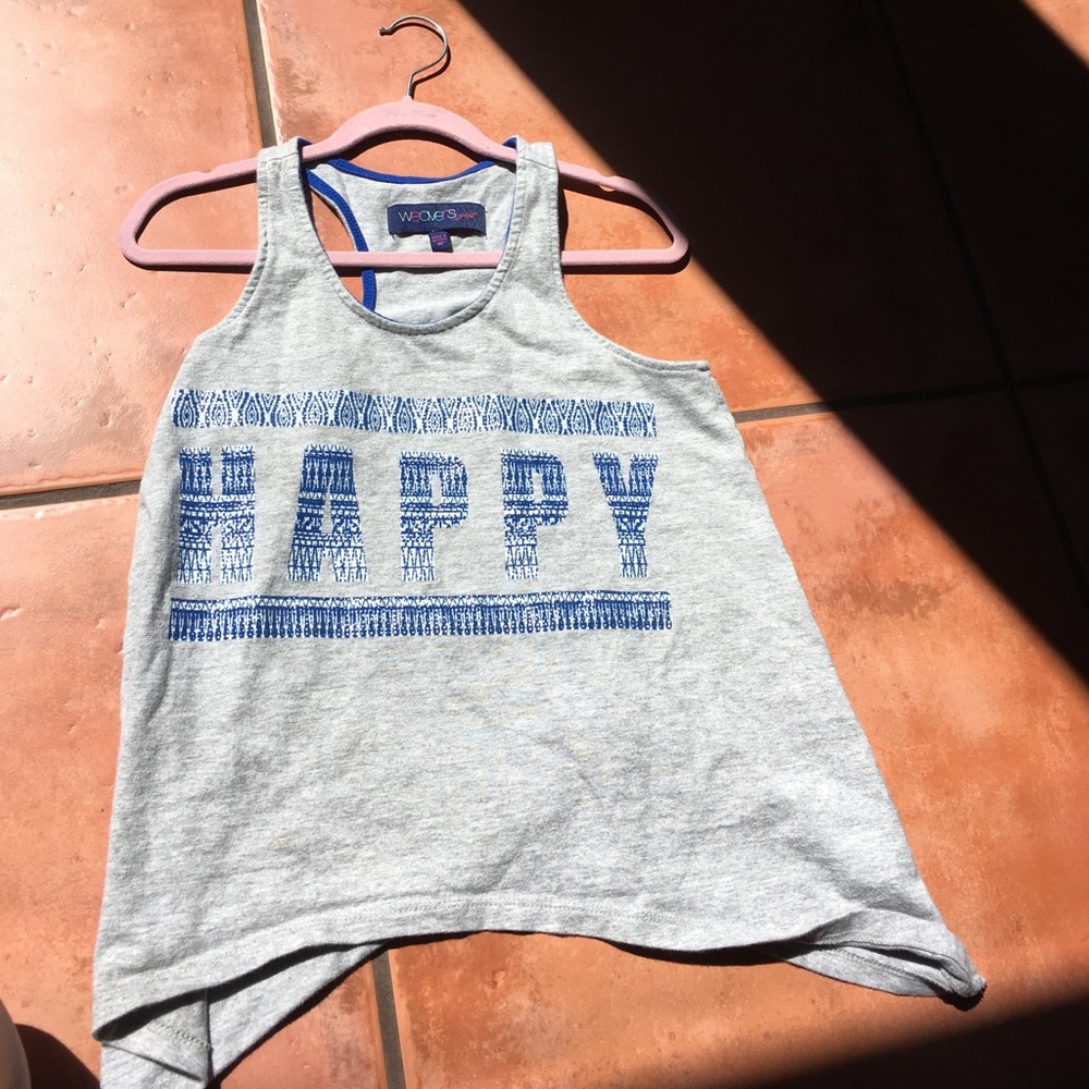 Girls Medium(10/12) "Happy" No Sleeve Shirt
