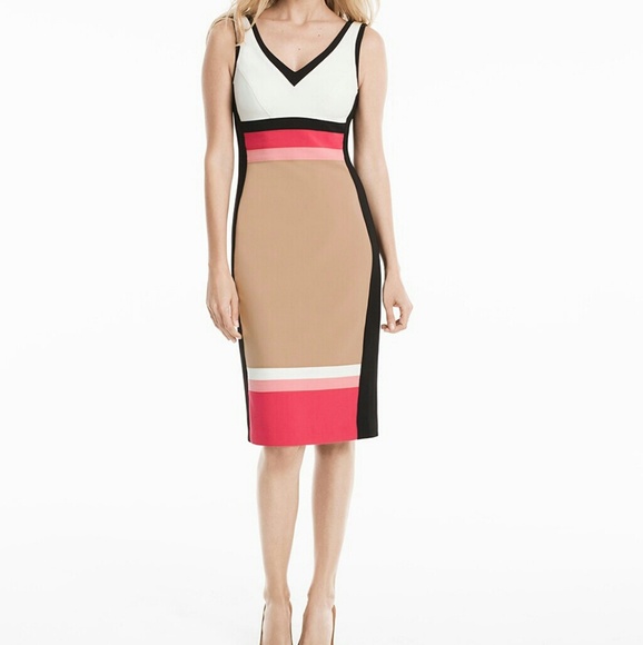 V neck colorblock geometric sheath dress SOLD!!! - Picture 4 of 6