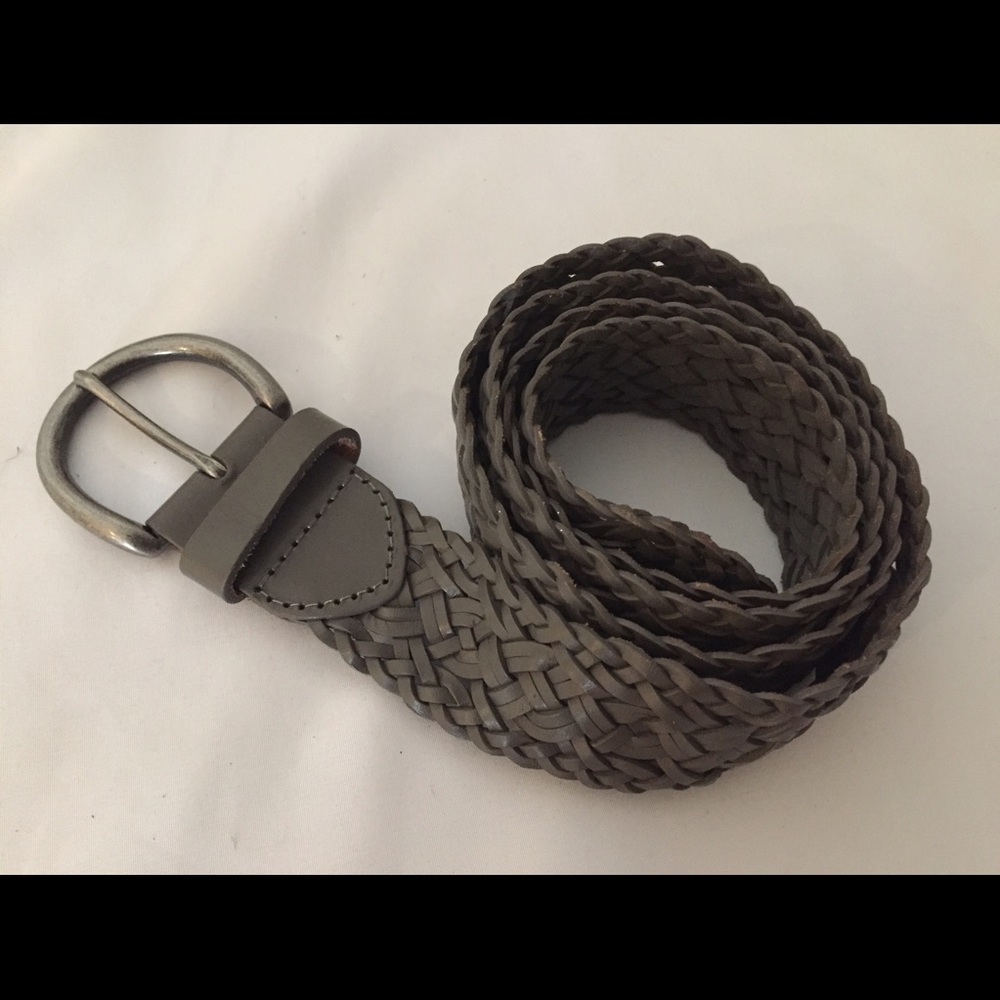 J.Jill Leather Woven Belt M  L NWT Peat Gray