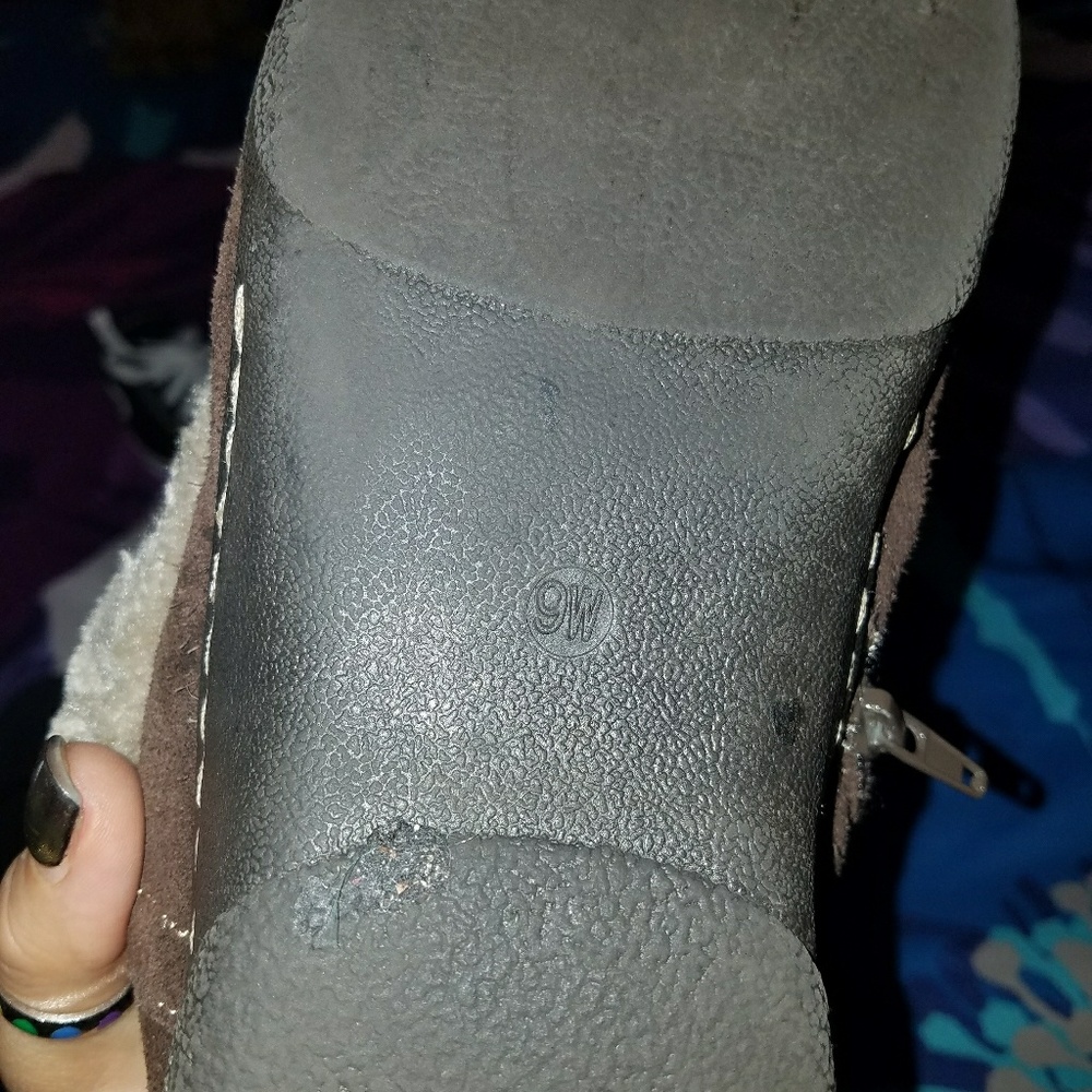 Brown furry winter ankle boots