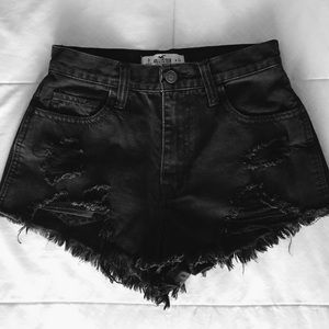 High Waisted Distressed Denim Short